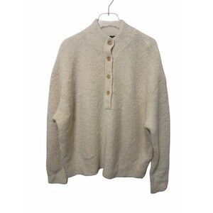 Jenni Kayne Boucle Button Pullover Sweater in Ivory Size XL